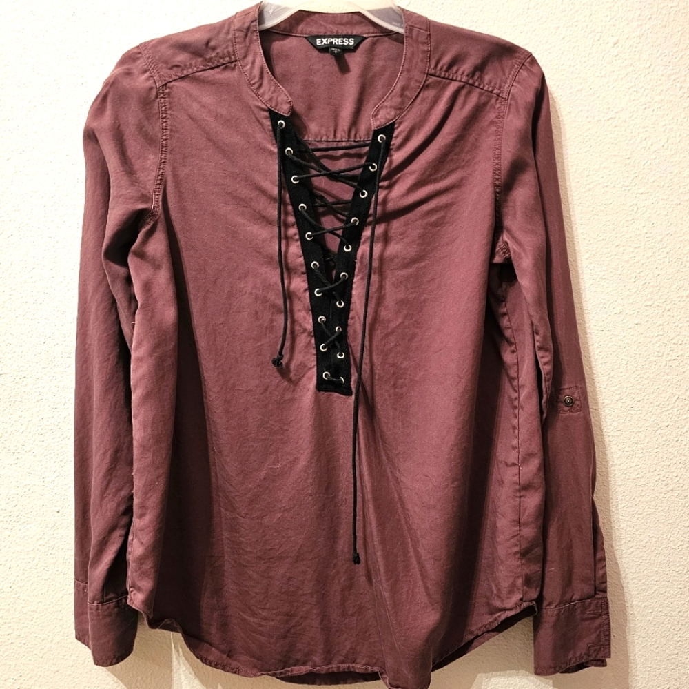 EXPRESS Mauve/Black long sleeve top size small